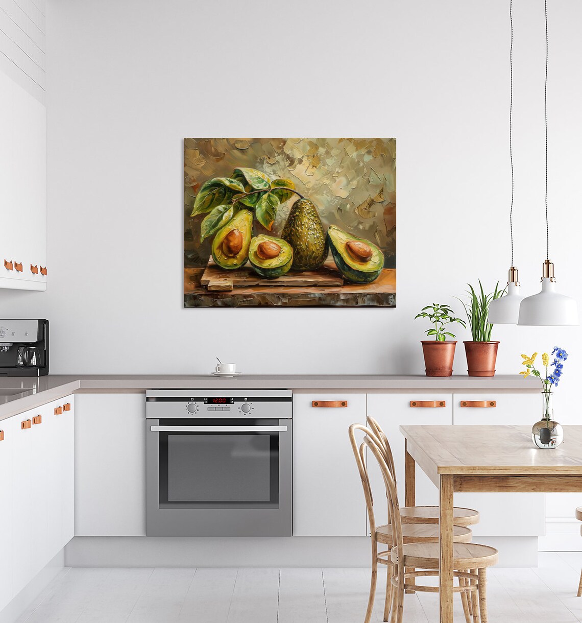 Avocado Still Life Textured Impasto Oil Painting Kitchen Art Poster - Image 2