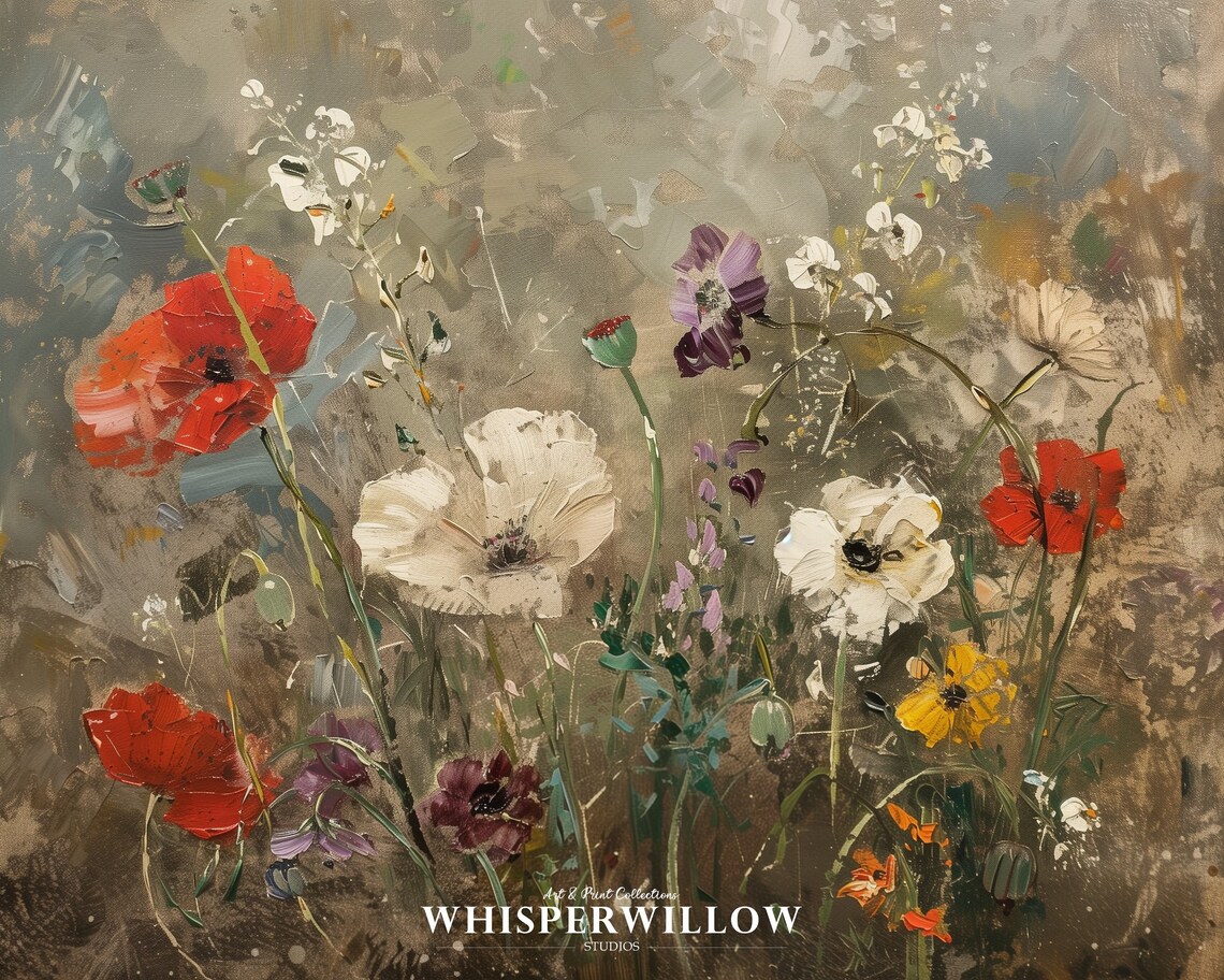 Vibrant Abstract Wildflowers Poppies Anemones Colorful Garden Painting Poster - Image 6