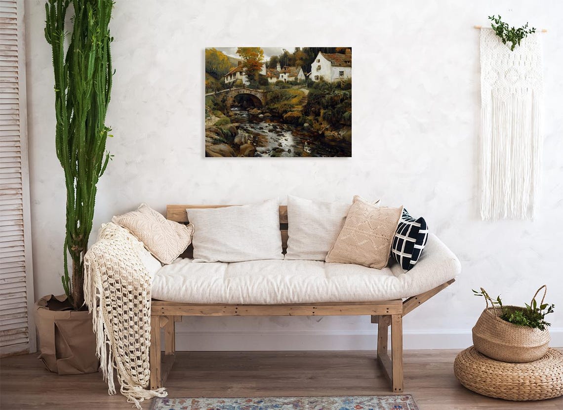 Ancient Stone Bridge Over a Rocky Stream in an Old Village Poster - Image 5