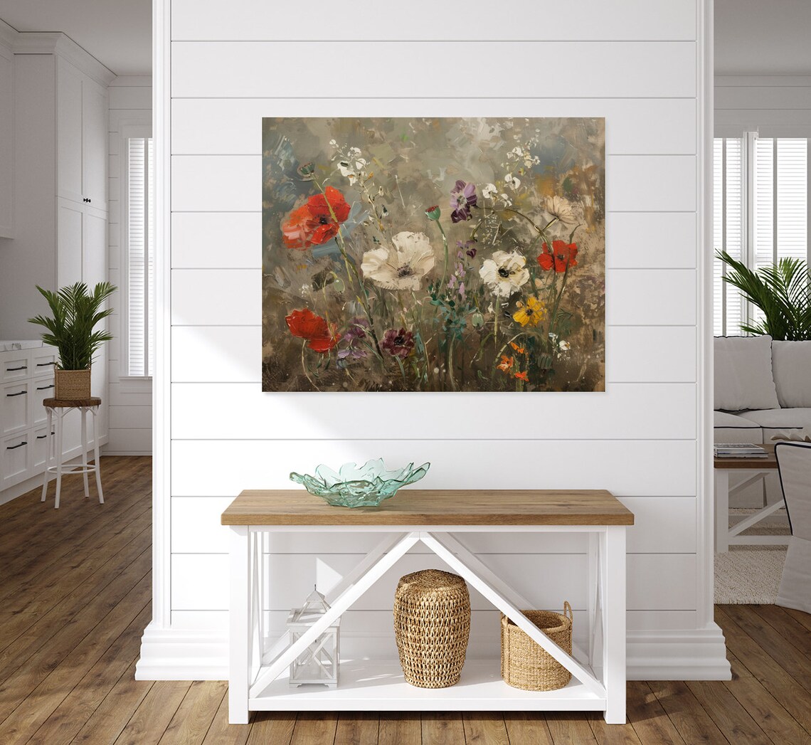 Vibrant Abstract Wildflowers Poppies Anemones Colorful Garden Painting Poster - Image 5