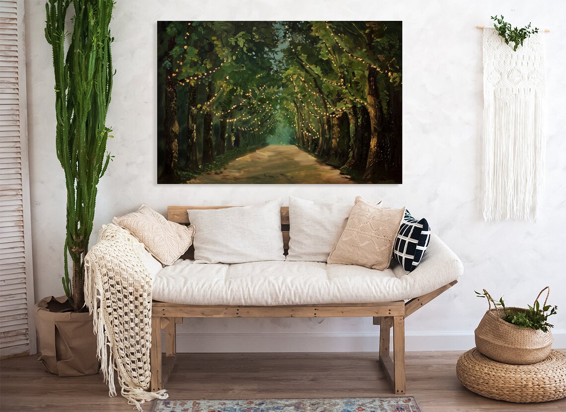 Magic Tree Lights Path, Majestic Tree Art Print - Image 2
