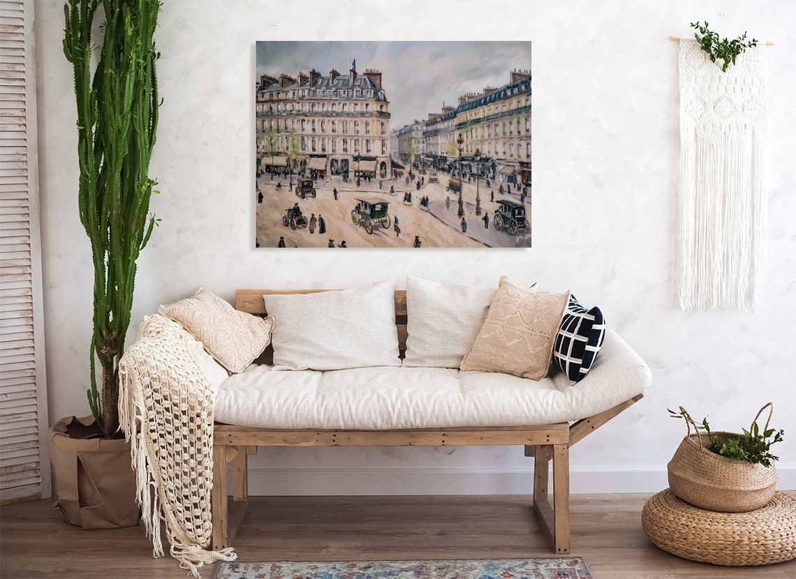 1800s Paris Square With Horse Carriages Vintage Cityscape Poster - Image 2