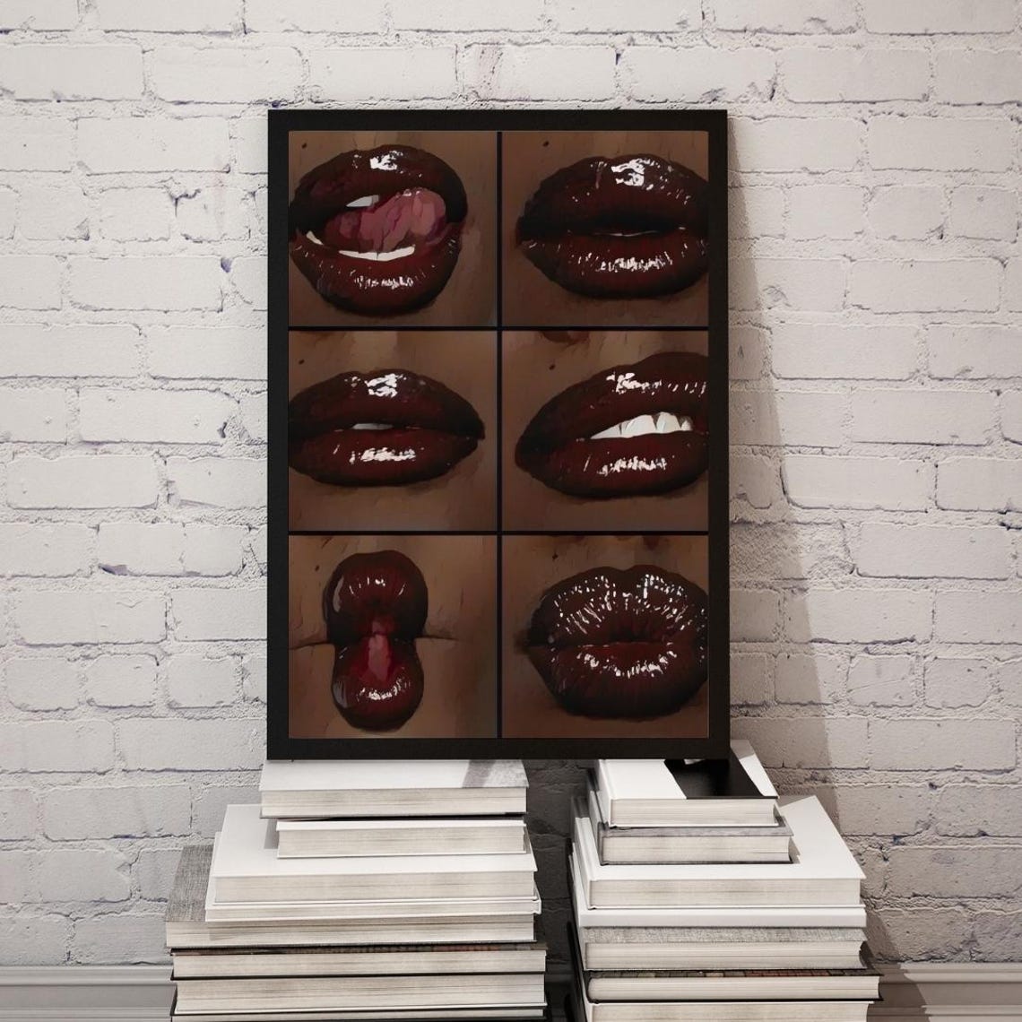 Dark Red Lips Art Print