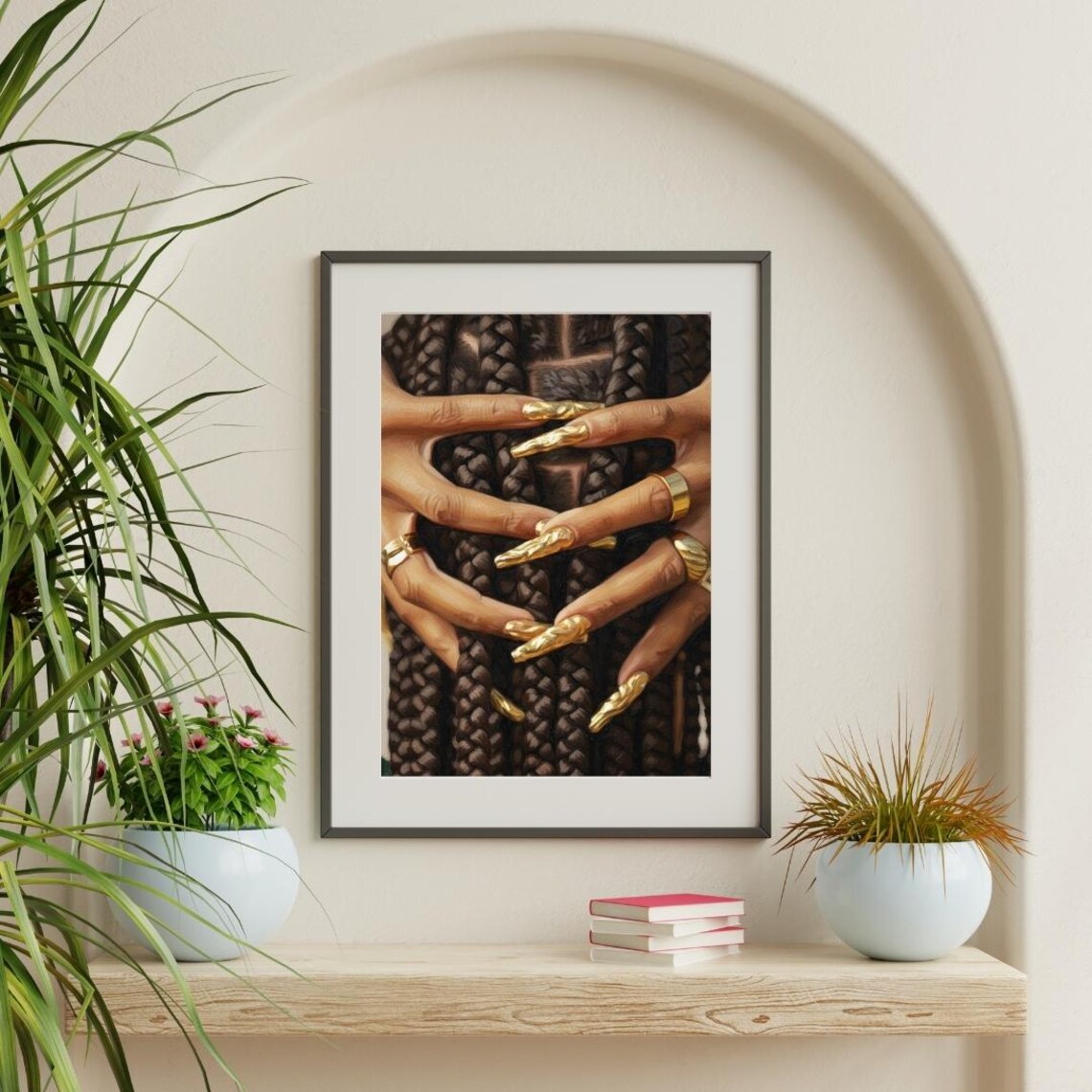 Braids And Gold Nails Close Up Glam Beauty Photography Poster
