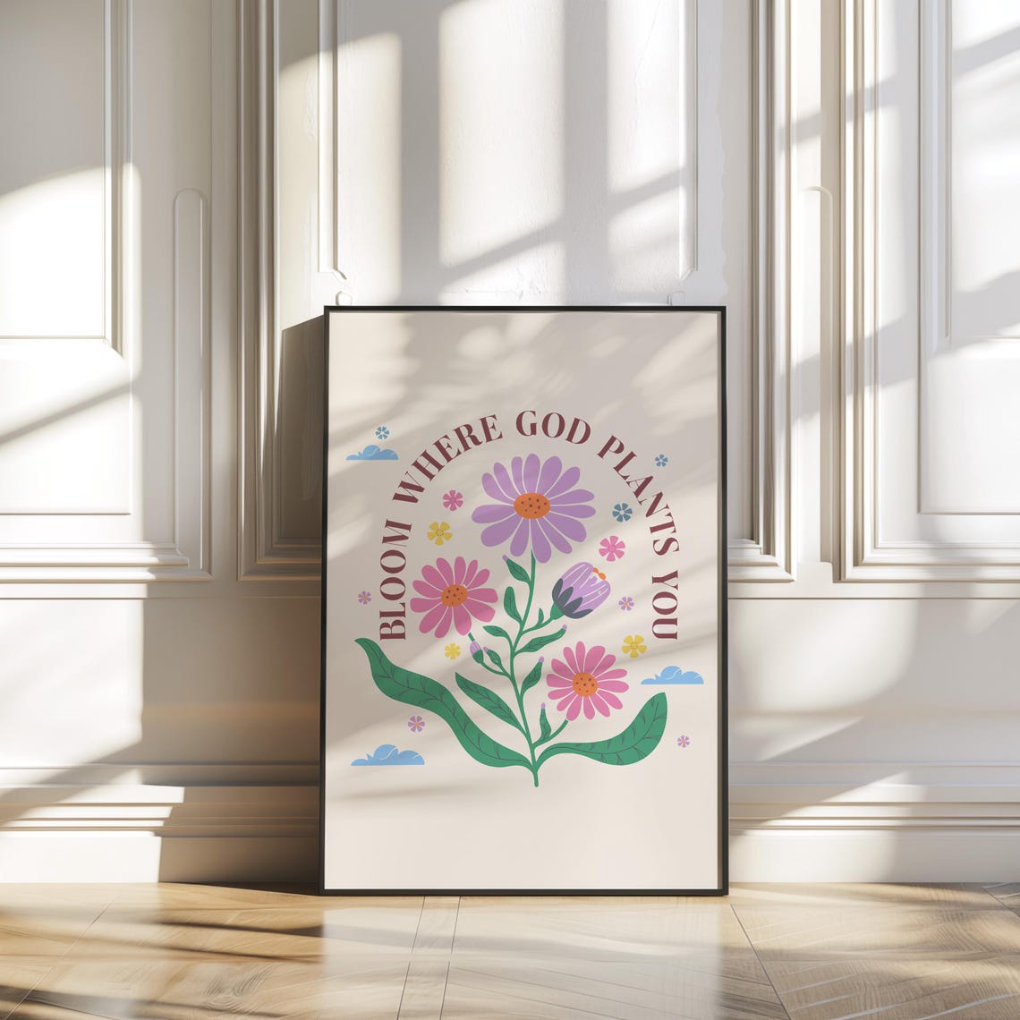 Trendy Christian Wall Art Scripture Art Bible Verse Flower Quote Print Christian Poster Religious Poster Wall Decor - Image 2