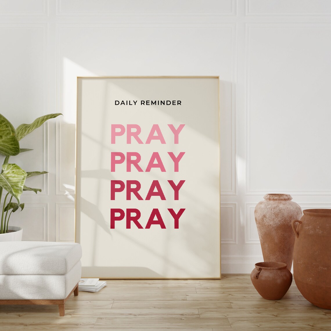 Pray Daily Reminder Pink Gradient Bold Typography Quote Poster - Image 3