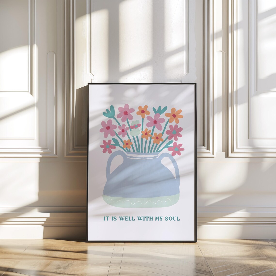 It Is Well With My Soul Blue Vase Floral Christian Scripture Poster - Image 4