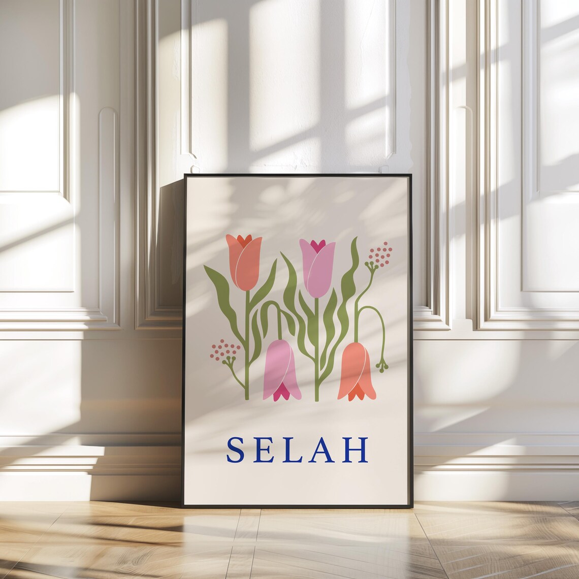 Selah Tulips Pastel Pink Floral Minimalist Christian Bible Poster - Image 4