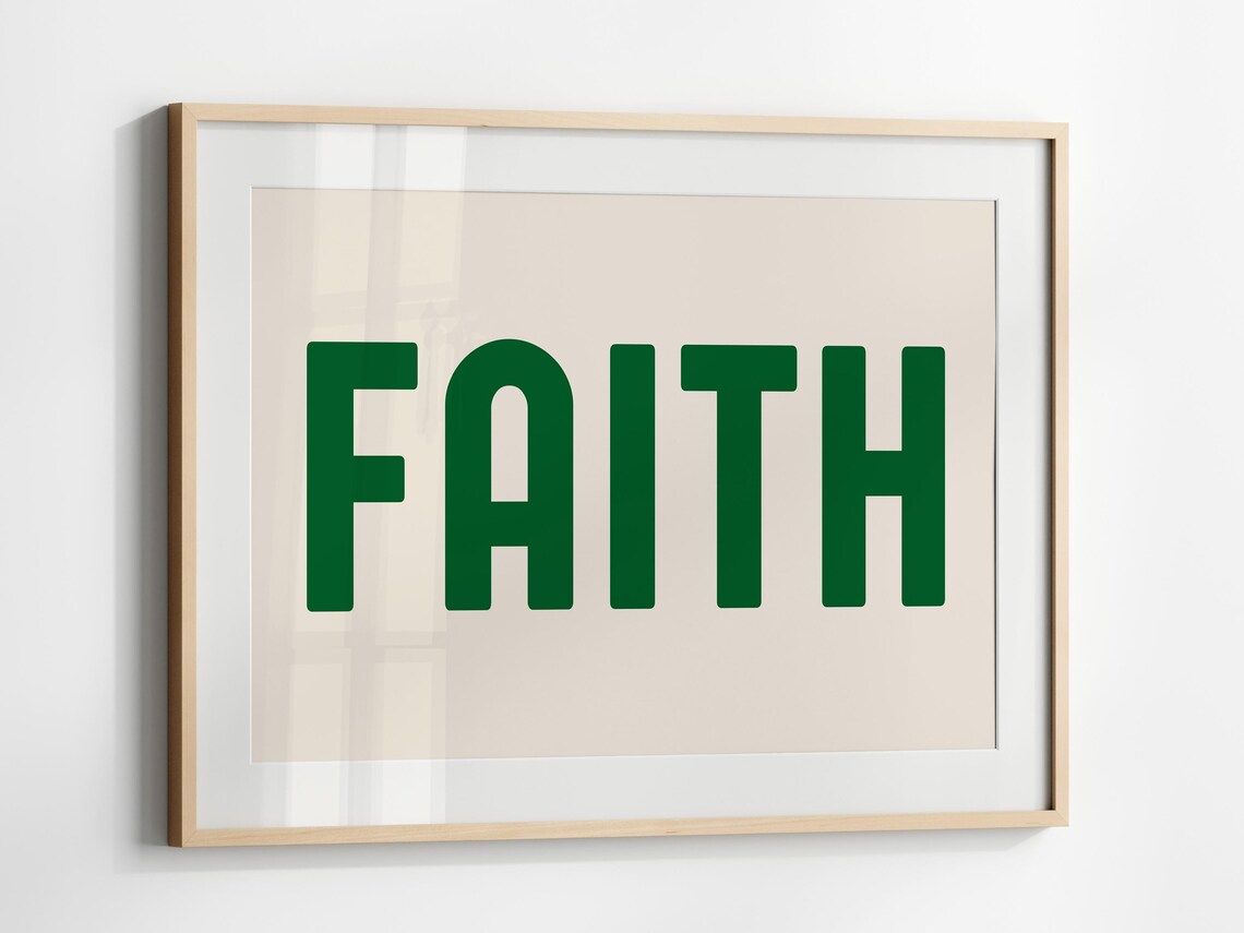 Faith Bold Green Letters Minimalist Christian Typography Poster - Image 4