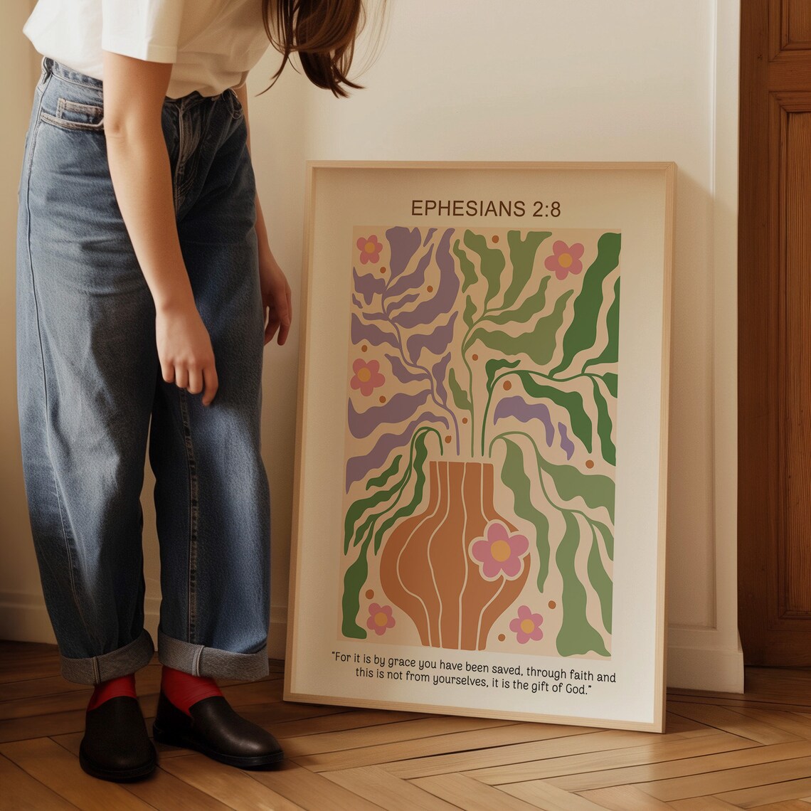 Ephesians 2:8 By Grace You Have Been Saved Abstract Grace Poster - Image 2