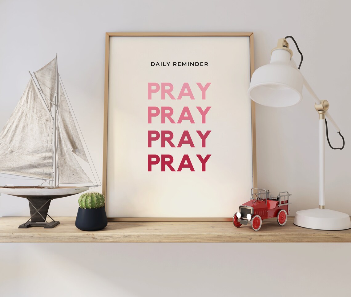 Pray Daily Reminder Pink Gradient Bold Typography Quote Poster - Image 4