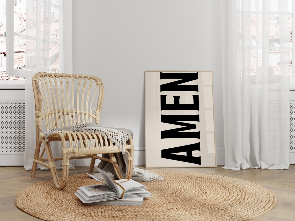Amen Jesus Typography Retro Christian Wall Art - Image 2