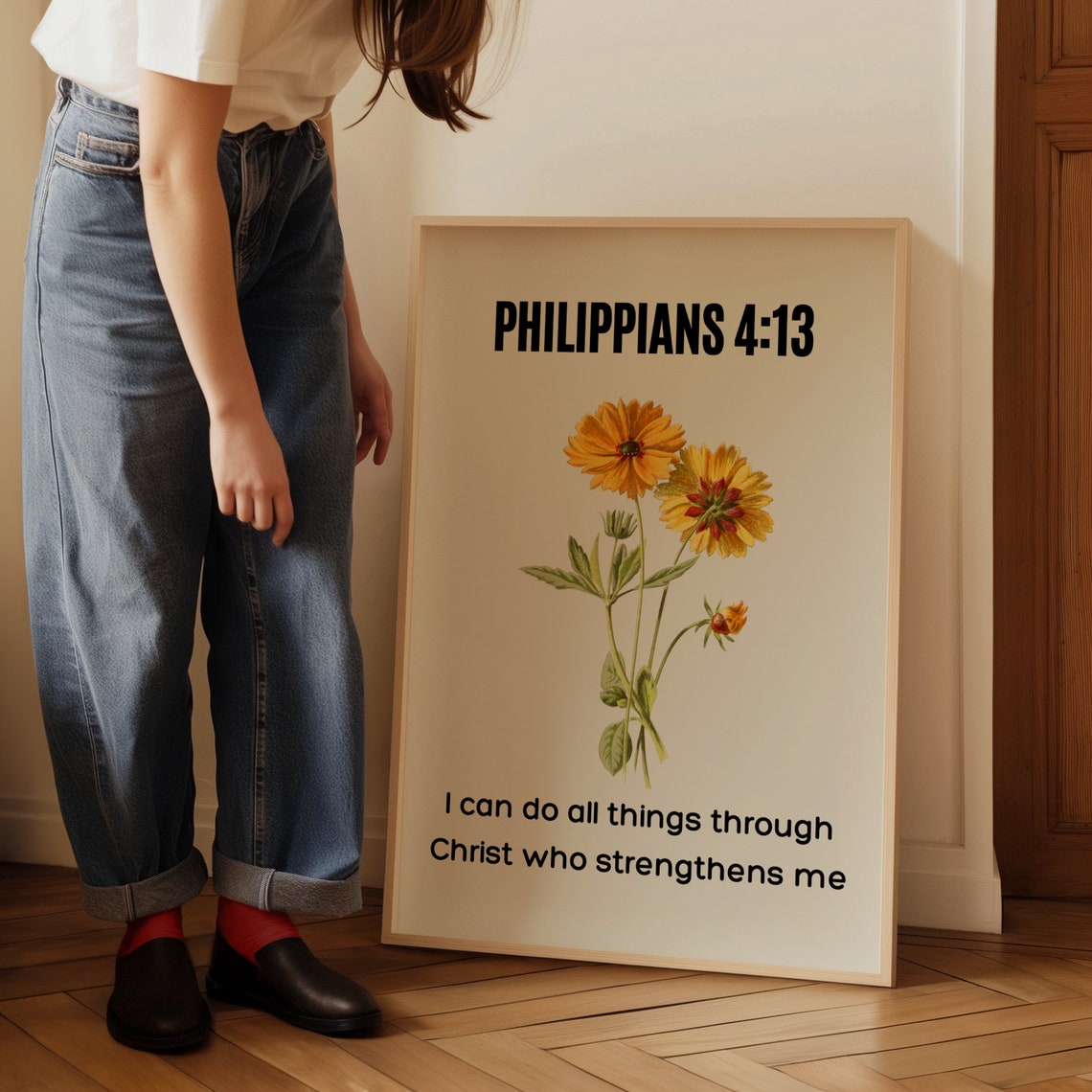 Retro Christian Wall Art Philippians Scripture Faith Print Christian Poster Bible Verse Wall Decor Christian Gift - Image 2