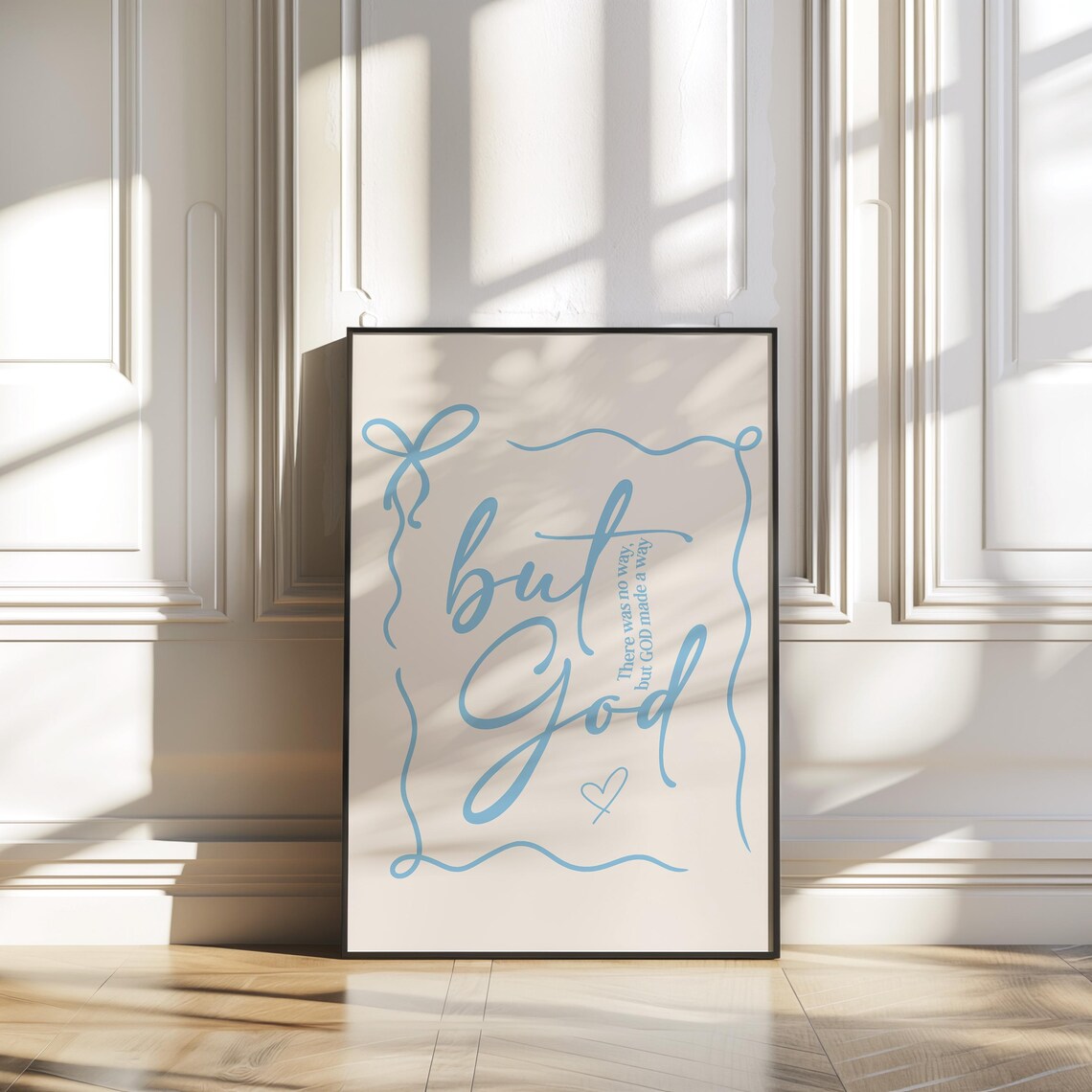 Light Blue Script But God Made A Way Ribbon Border Christian Poster - Image 2