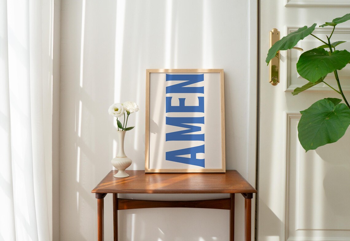 Amen Jesus Typography Retro Christian Poster - Image 3