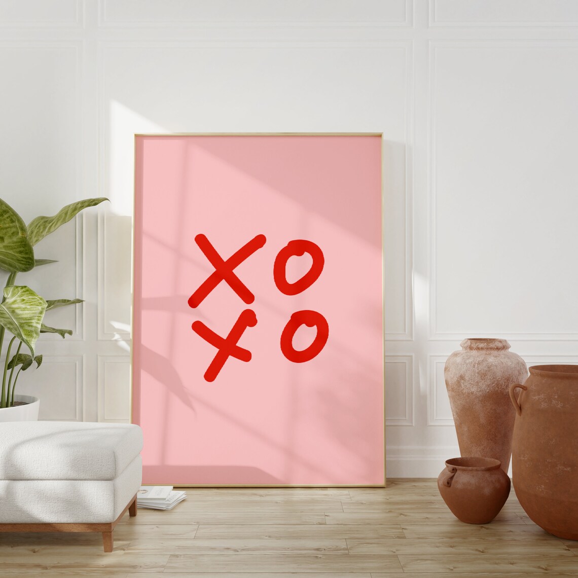 XOXO Red Handwritten Lettering Pink Love Sign Decor Quote Poster - Image 4