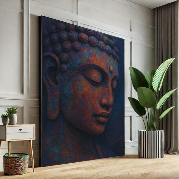 Serene Buddha Meditation Canvas Wall Art Print Abstract Living Room Decor Statement Piece
