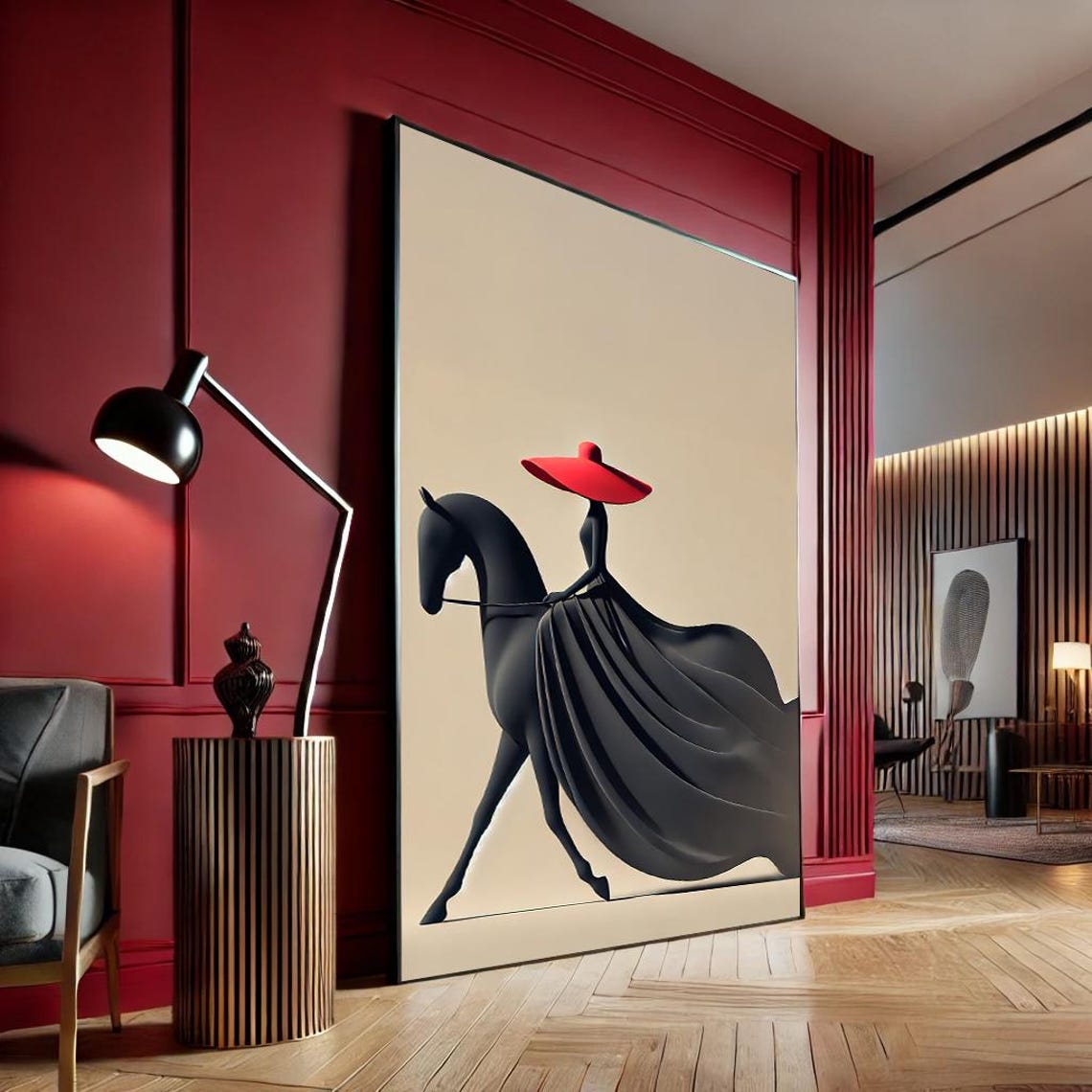 Minimalist Woman Abstract Horse Rider Art Print