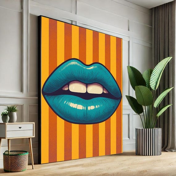 Pop Art Lips Canvas Wall Print Bold Bedroom Decor Statement Piece For Modern Lovers