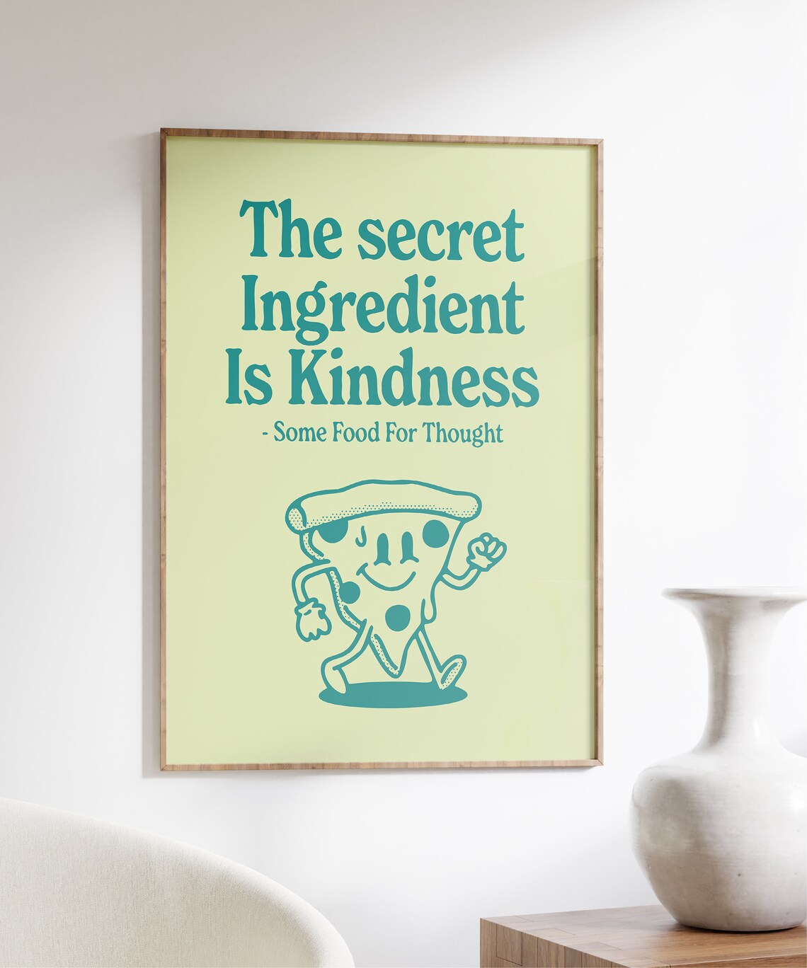 Kindness Quote Retro Character Art Teal Poster - Image 5