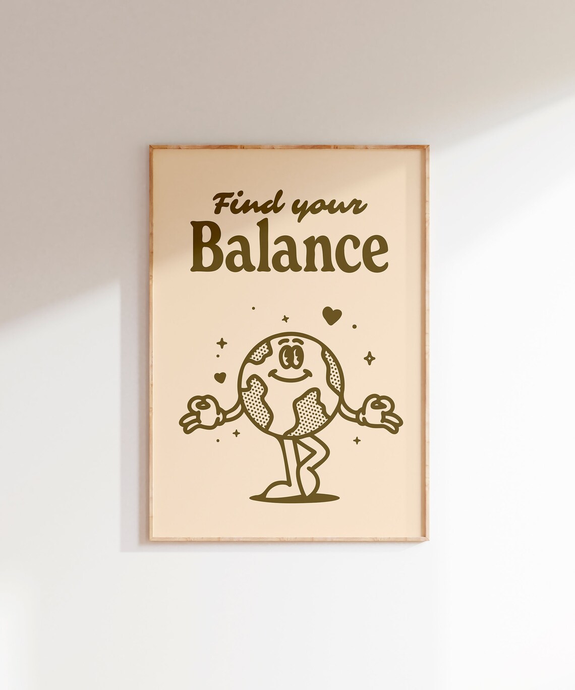Find Your Balance Meditating Earth Character Retro Mindfulness Quote Poster - Image 6