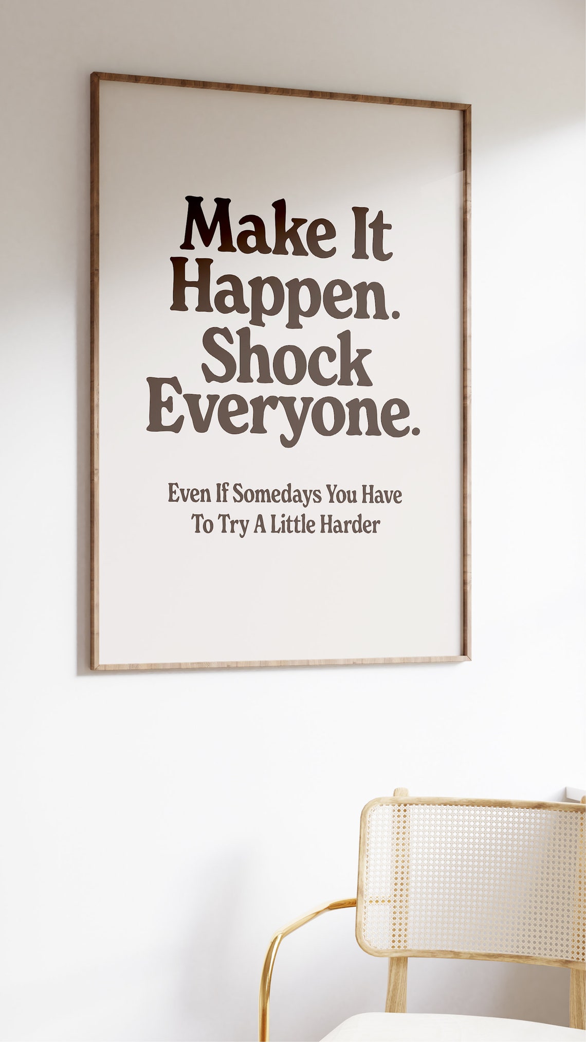 Positive Wall Art Inspirational Quote Print Motivational Office Decor Poster Retro Home Office Wall Art Make It Happen - Image 2