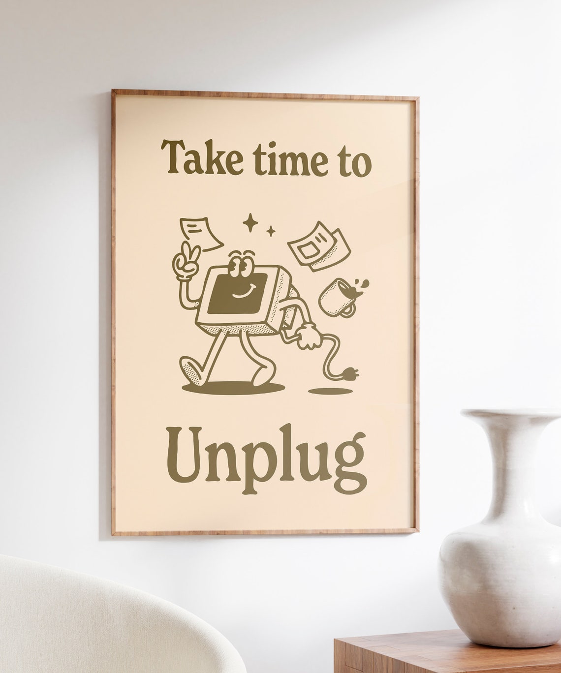 Take Time To Unplug Print Positive Wall Art Trendy Retro Poster Balance Wall Art Office Studio Poster Affirmation Quote Wall Print - Image 5