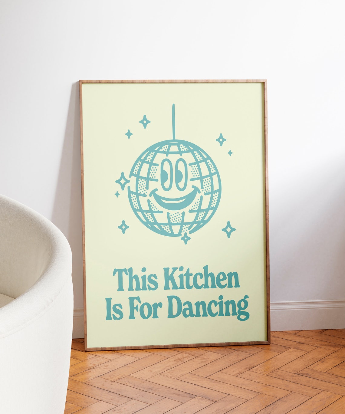 This Kitchen Is for Dancing Smiling Disco Ball Kitchen Wall Art - Image 3