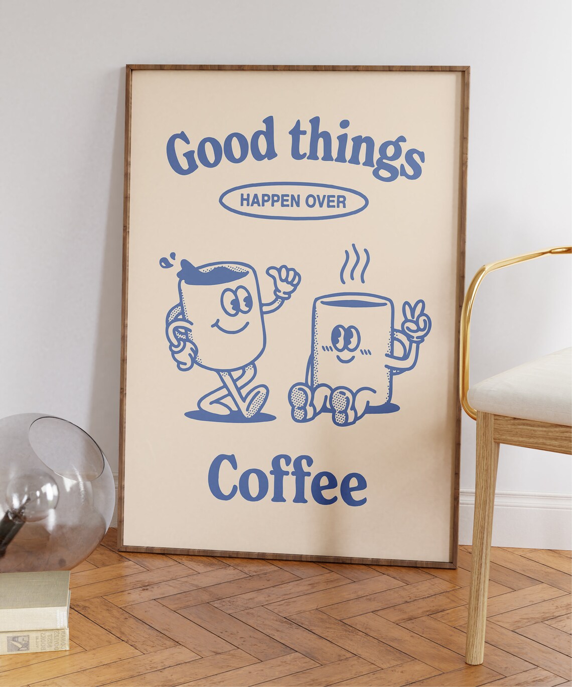 Good Things Happen Over Coffee Retro Kitchen Poster - Image 5