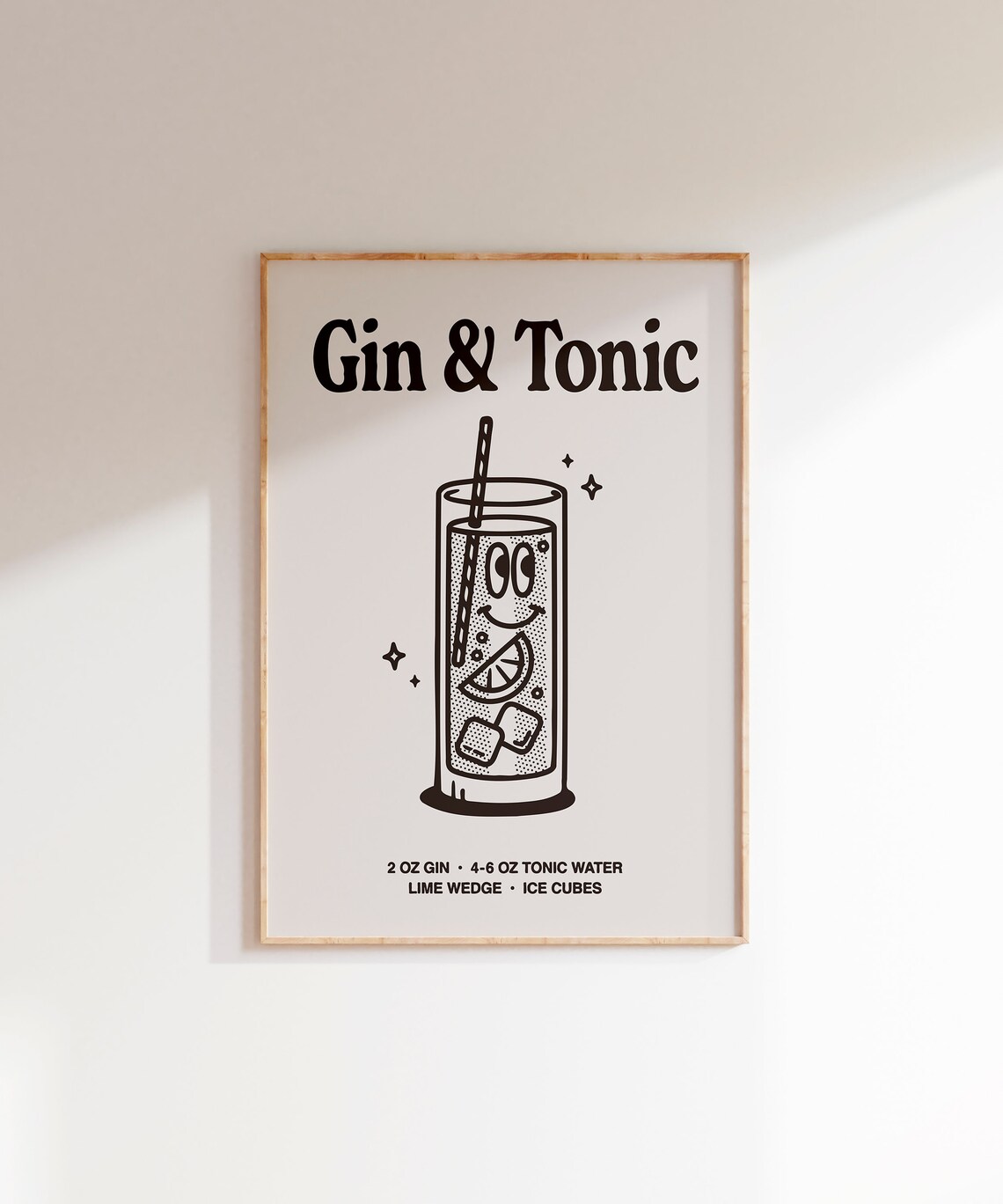 Gin Tonic Retro Cocktail Art Print, Bar Cart Decor - Image 7