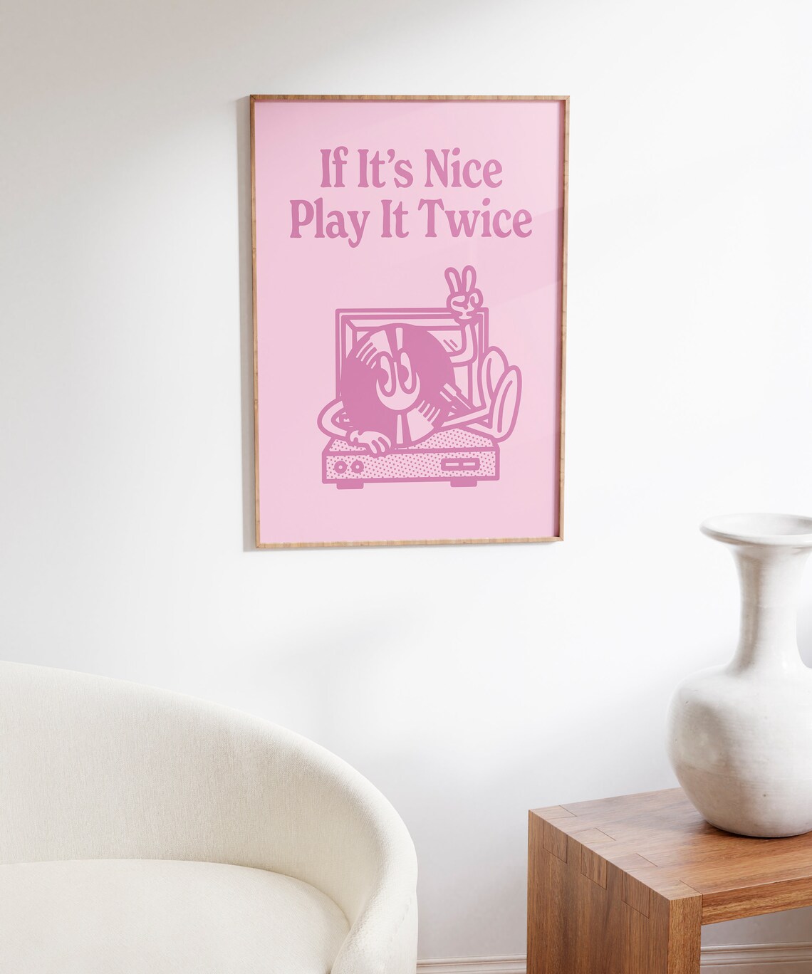If Its Nice Play It Twice Pink Retro Vinyl Record Quote Poster - Image 6