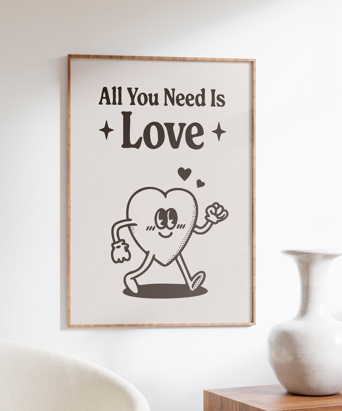 All You Need Is Love Retro Walking Heart Quote Vintage Poster - Image 4