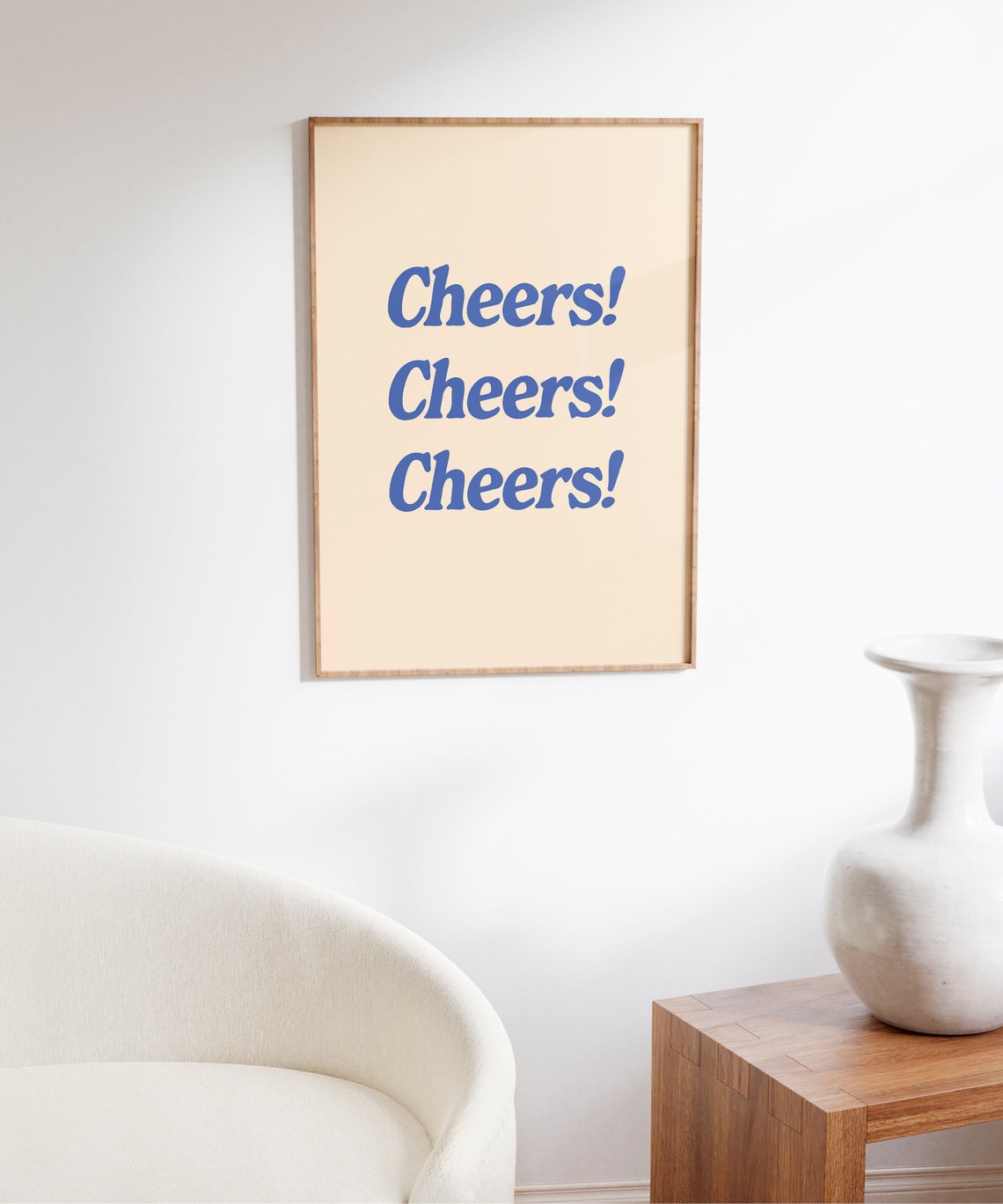 Cheers Cheers Cheers Blue Retro Typography Home Bar Party Poster - Image 5
