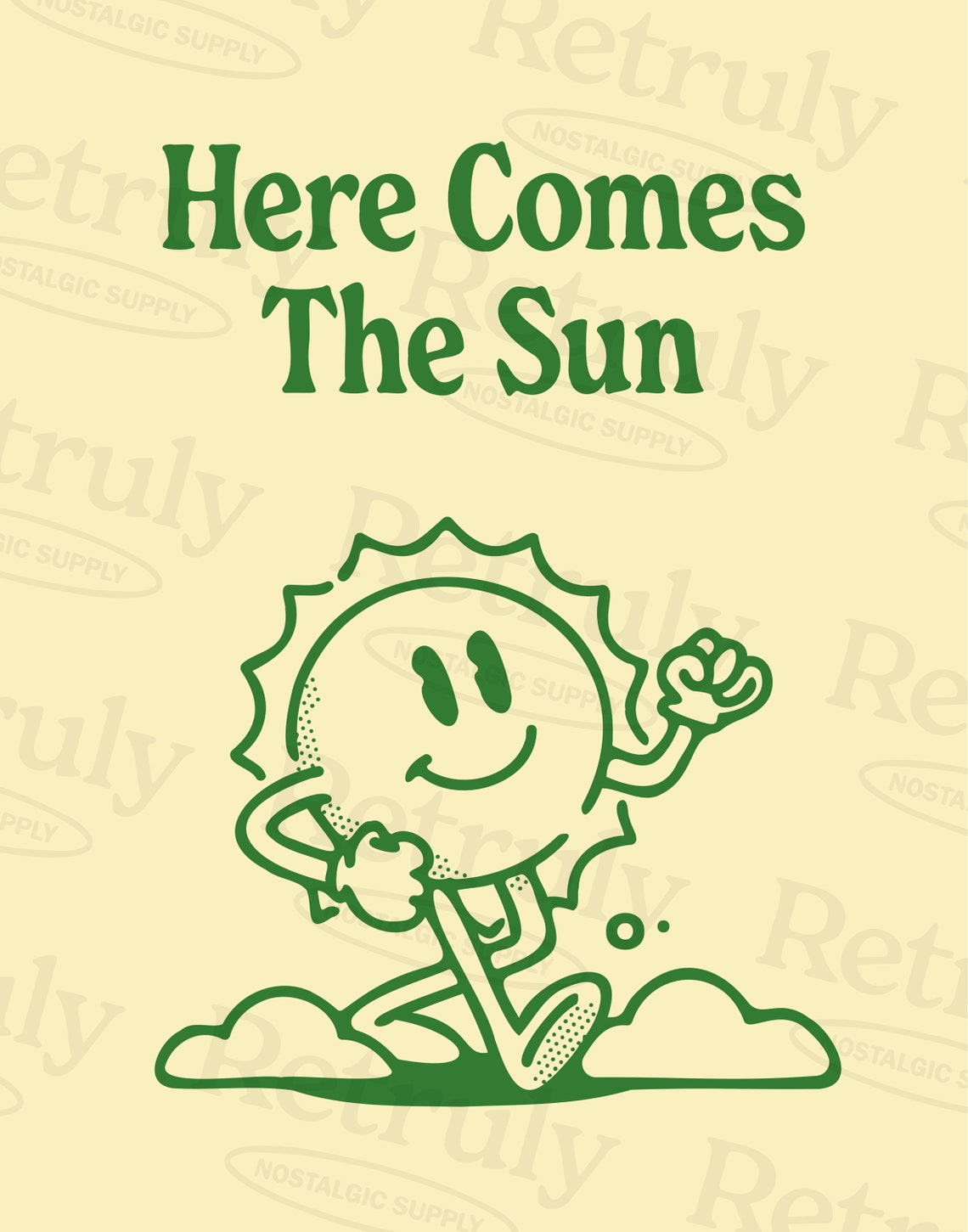 Here Comes The Sun Retro Smiling Sun Positive Quote Wall Poster - Image 6