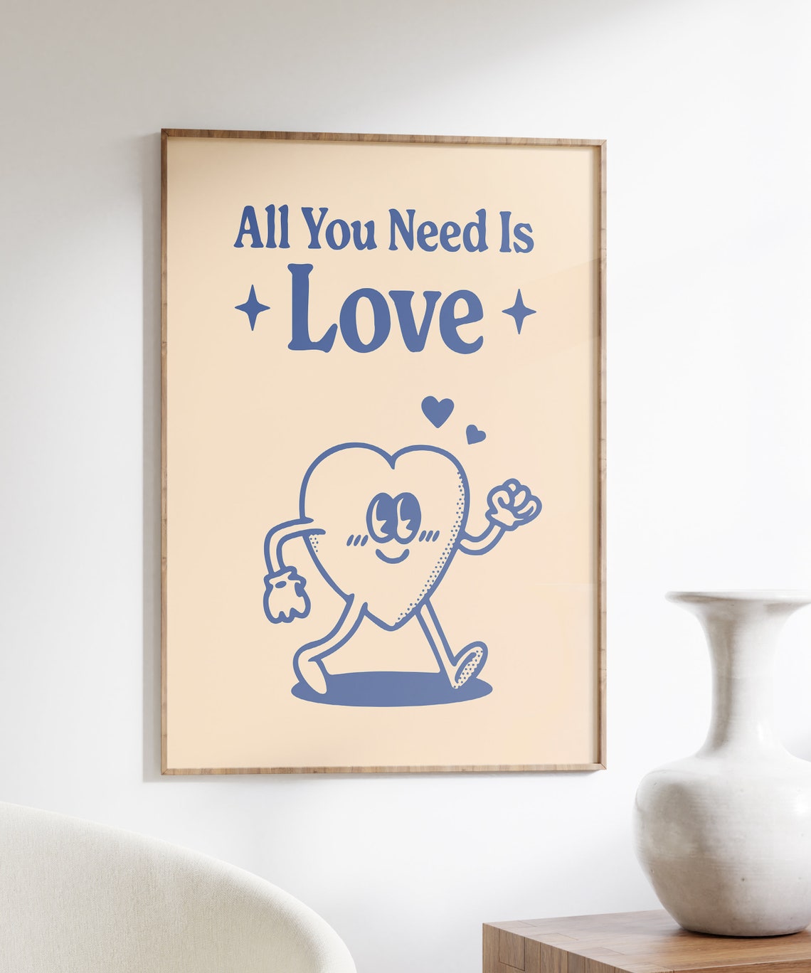 All You Need Is Love Retro Heart Character Valentine Quote Poster - Image 5