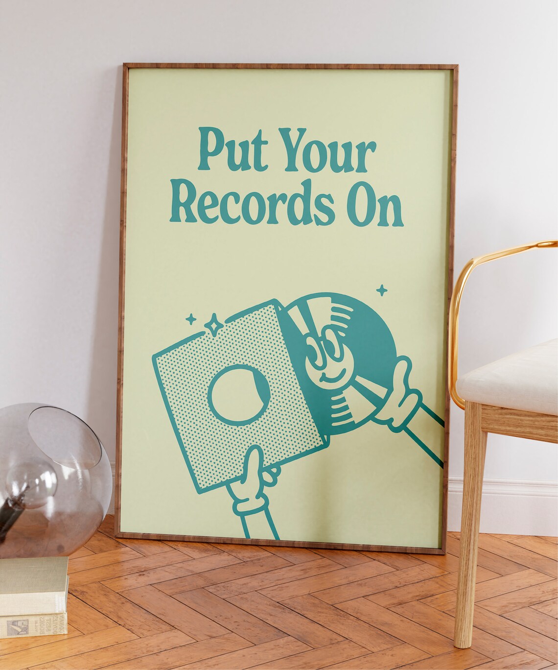 Put Your Records On Retro Vinyl Teal Typography Music Poster - Image 6