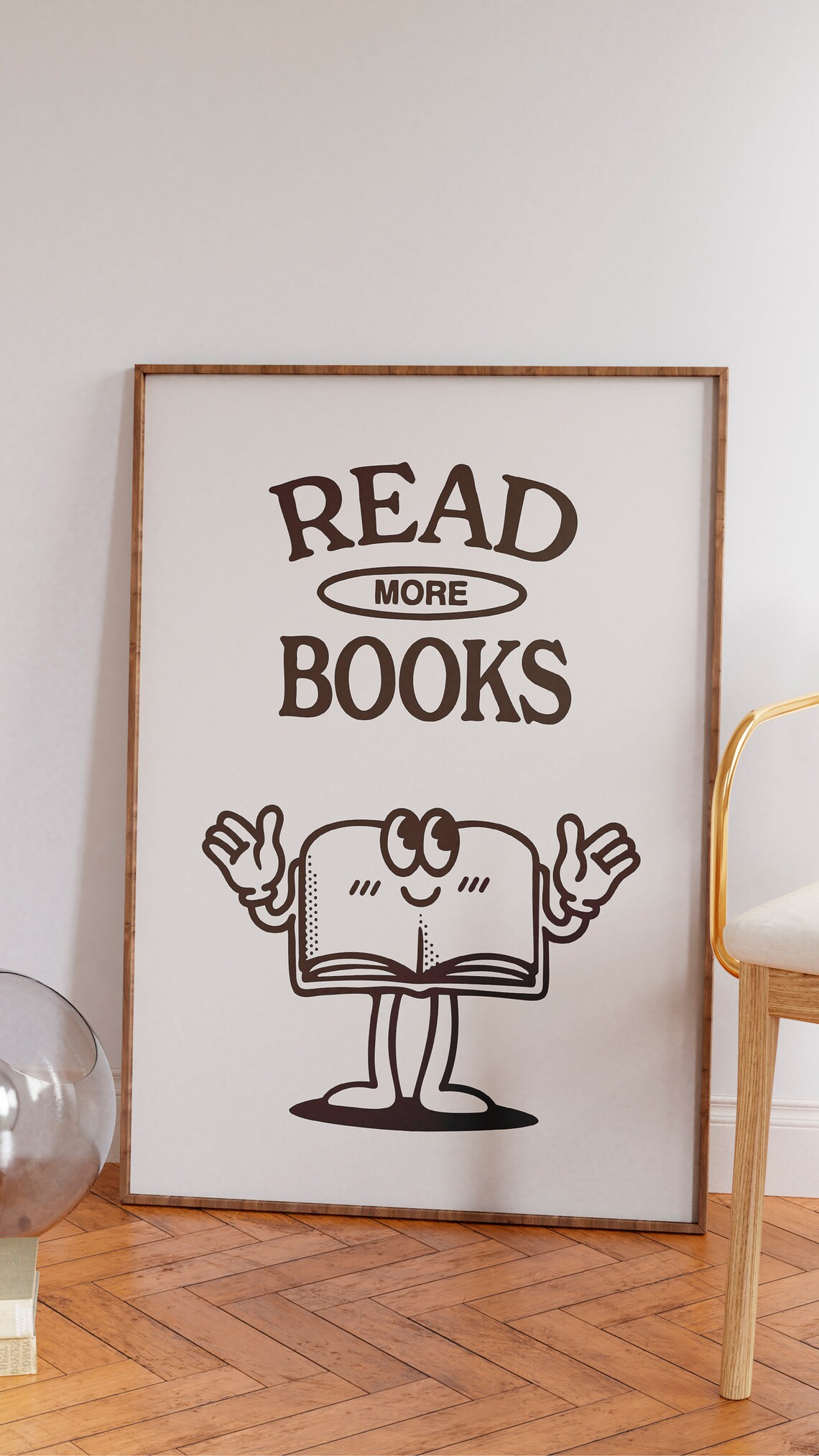 Book Lover Poster, Retro Reading Library Decor - Image 2