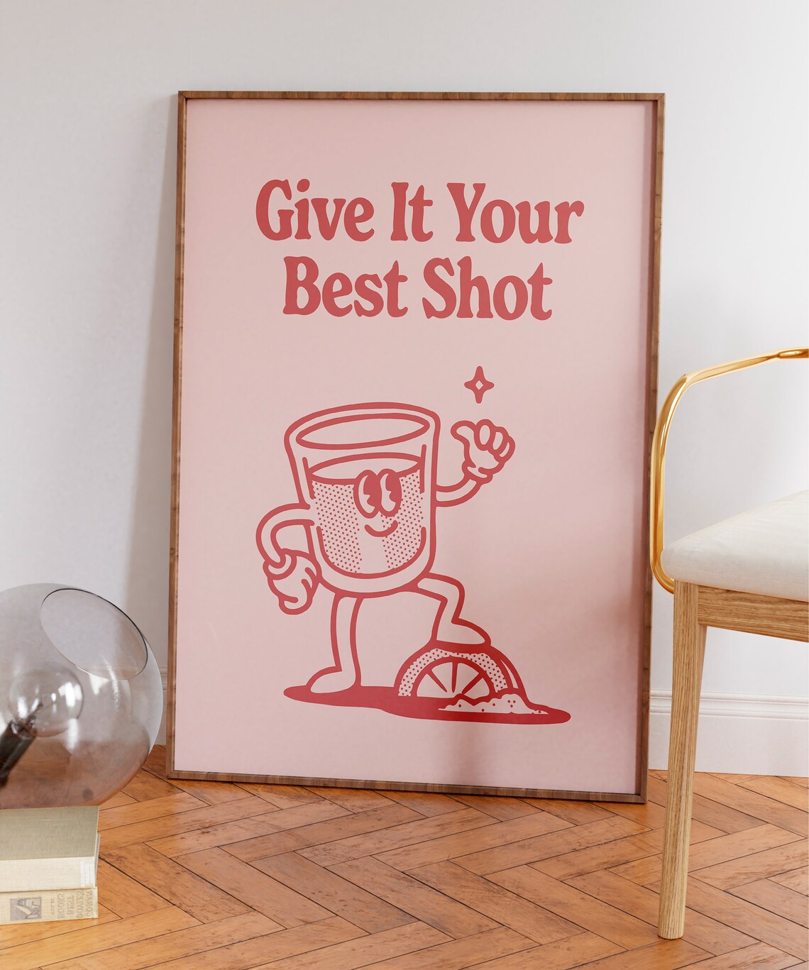 Give It Your Best Shot Retro Shot Glass Party Fun Quote Poster - Image 5