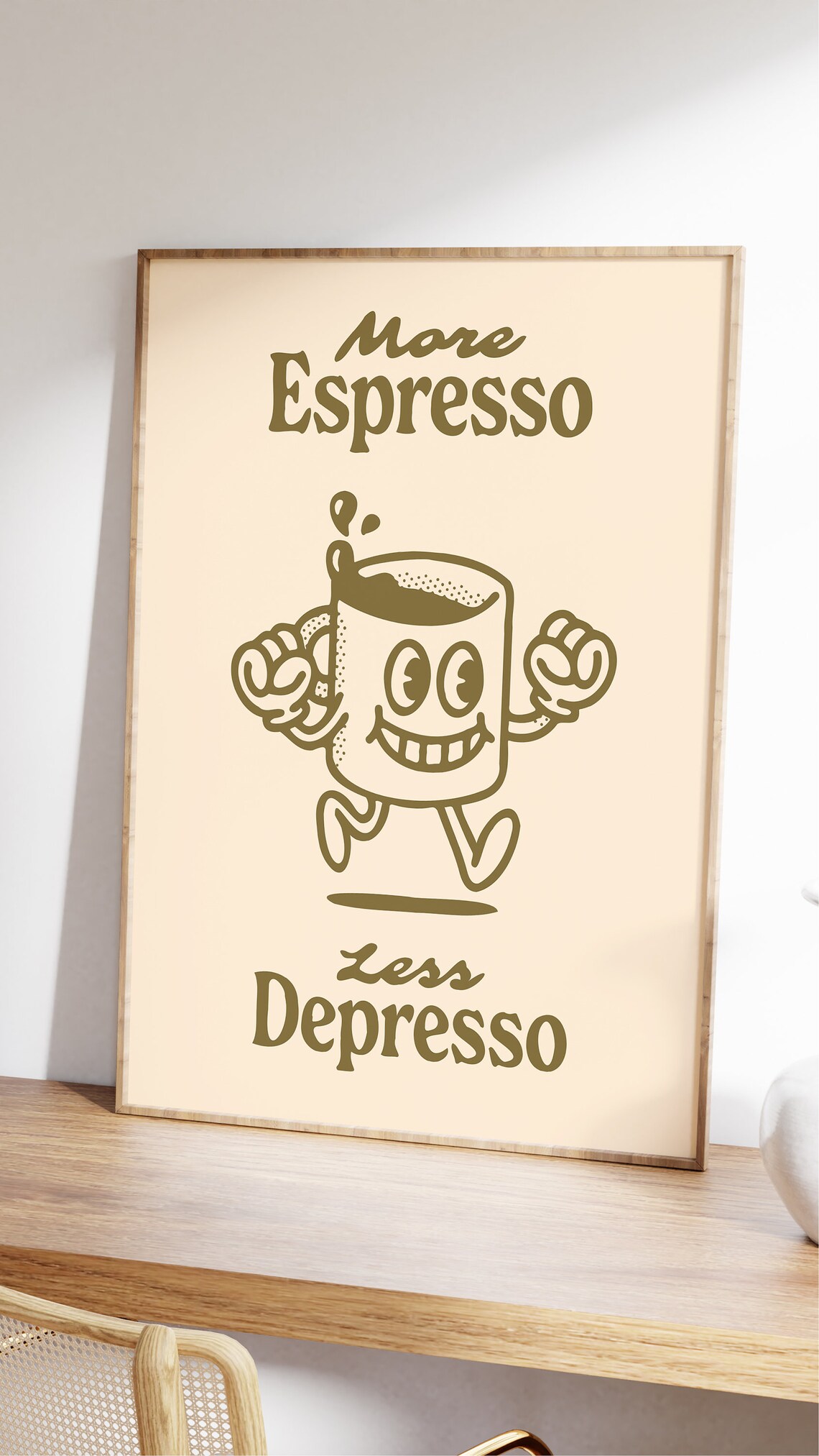 More Espresso Less Depresso Retro Coffee Poster - Image 2