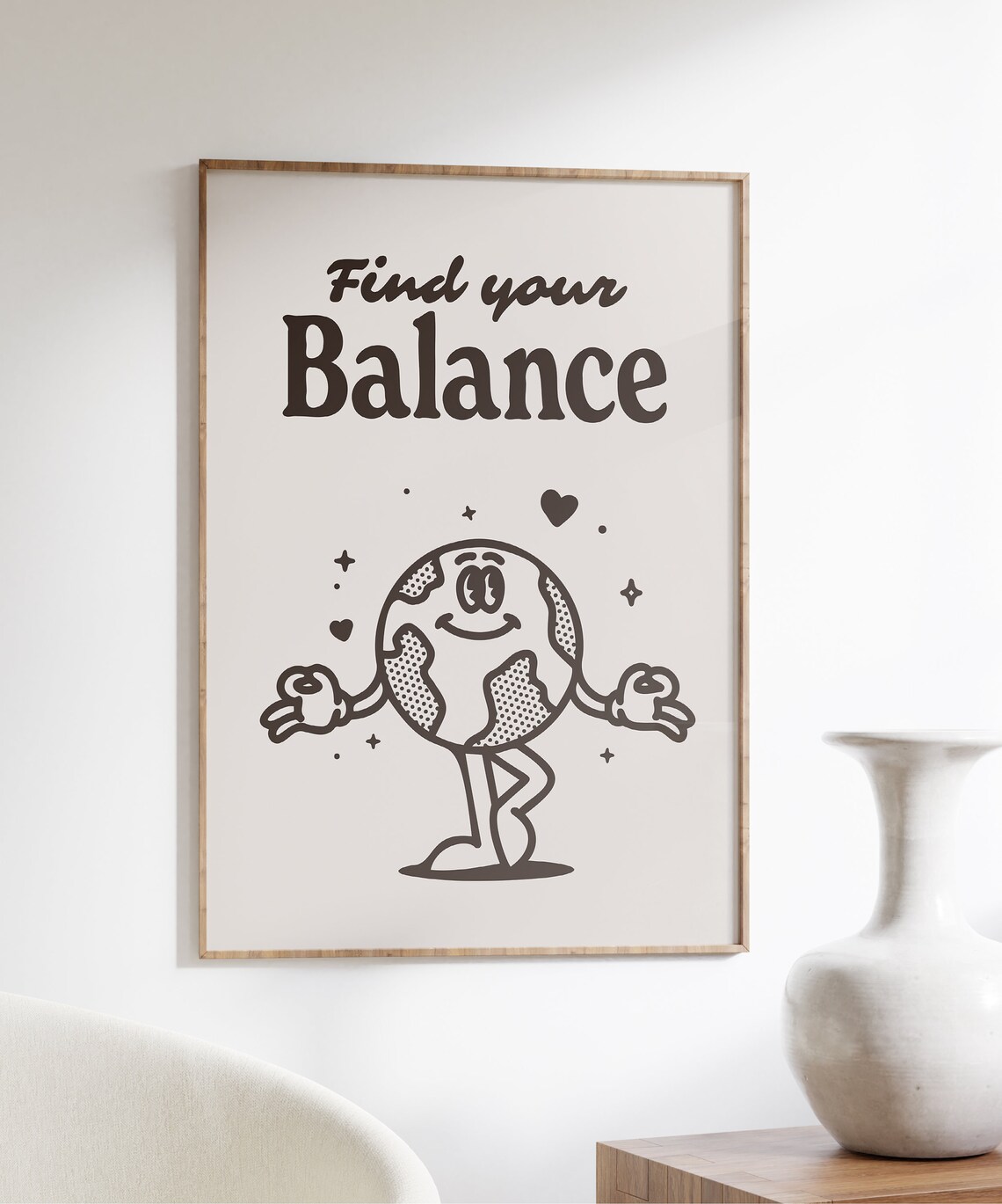 Find Your Balance Retro Earth Character Mindfulness Wall Art - Image 4