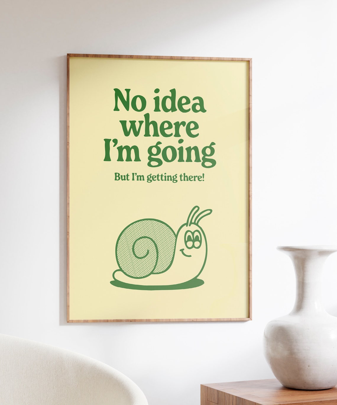 No Idea Where Im Going Cute Motivational Snail Quote Wall Art - Image 3