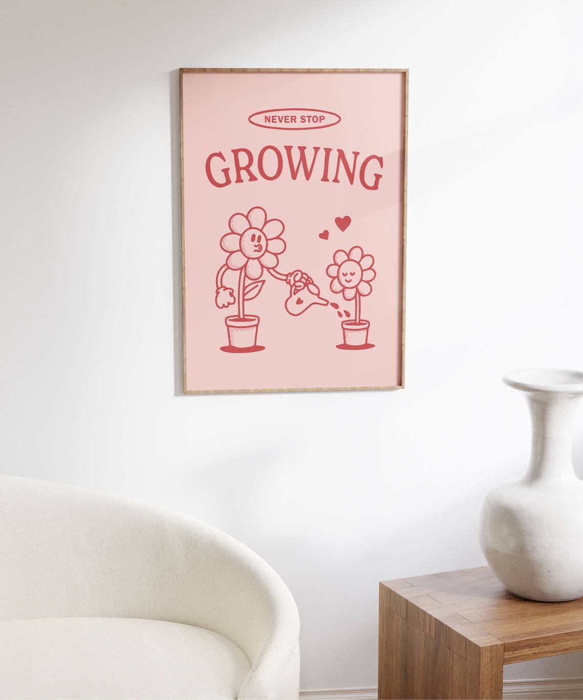 Never Stop Growing Pink Floral Inspirational Quote Motivational Poster - Image 6