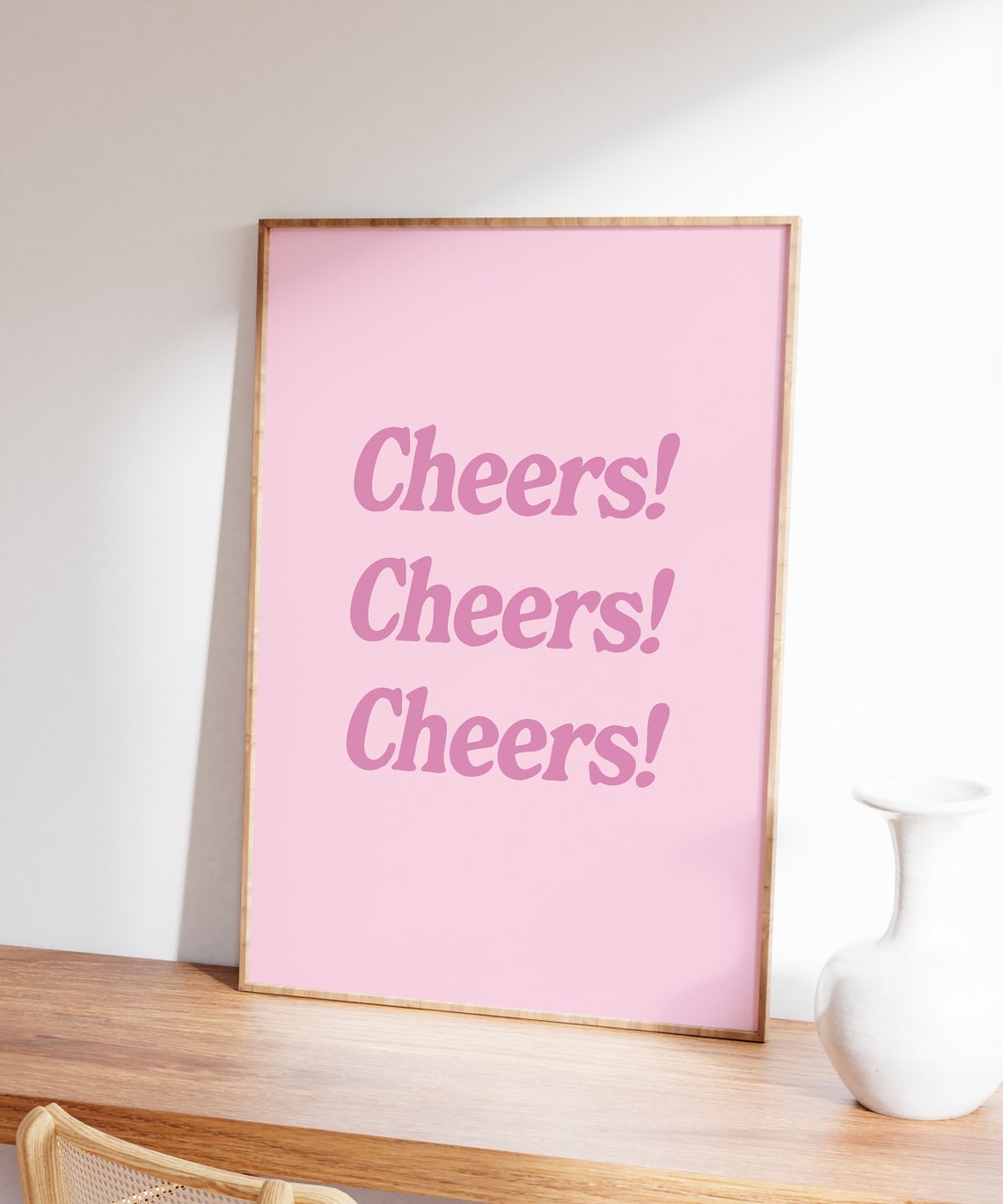 Cheers Cheers Cheers Pink Retro Typography Quote Celebration Poster - Image 7