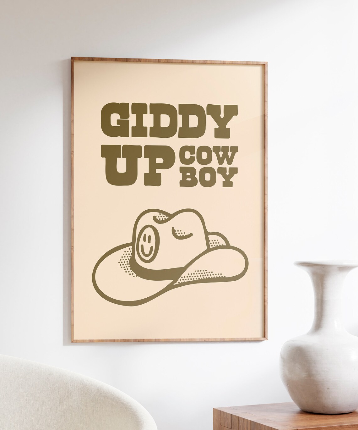 Giddy Up Retro Cowboy Quote Art Print - Image 5