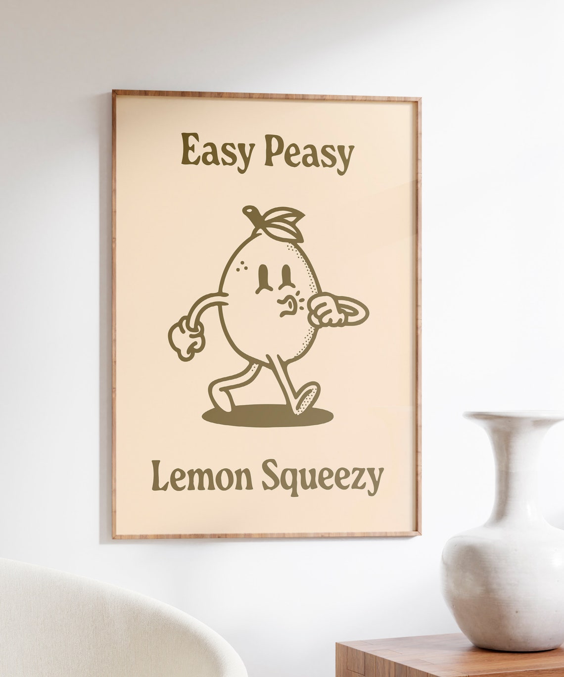 Easy Peasy Lemon Squeezy Olive Retro Lemon Character Art Print - Image 5