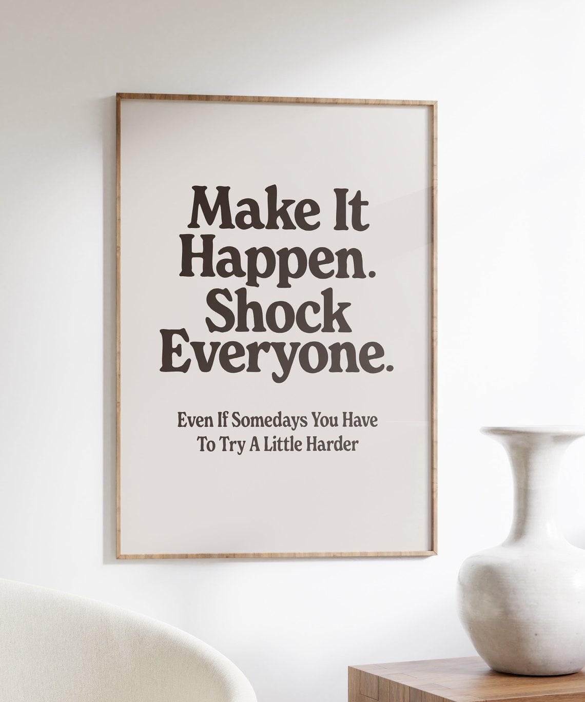 Positive Wall Art Inspirational Quote Print Motivational Office Decor Poster Retro Home Office Wall Art Make It Happen - Image 4