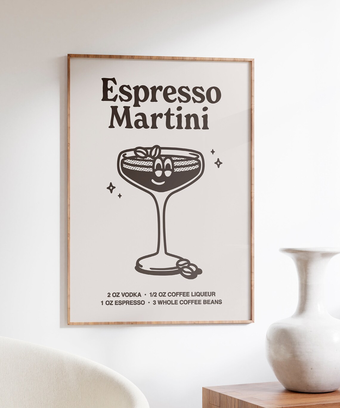 Espresso Martini Cocktail Recipe Brown Line Art Bar Cart Poster - Image 4
