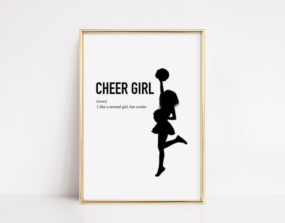 Cheer Girl Dictionary Definition Poster With Cheerleader Silhouette