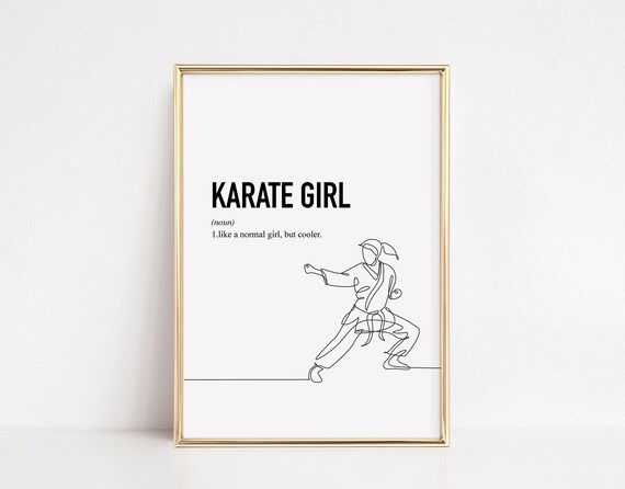 Karate Girl Definition Quote Minimalist Line Art Poster Gift