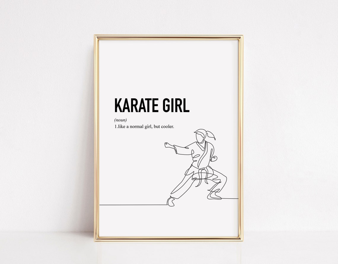 Karate Girl Definition Quote Minimalist Line Art Poster Gift